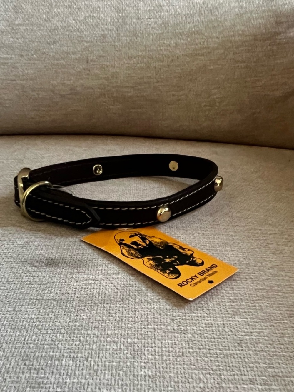 Rocky Brand Brown Leather Studded Dog Collar